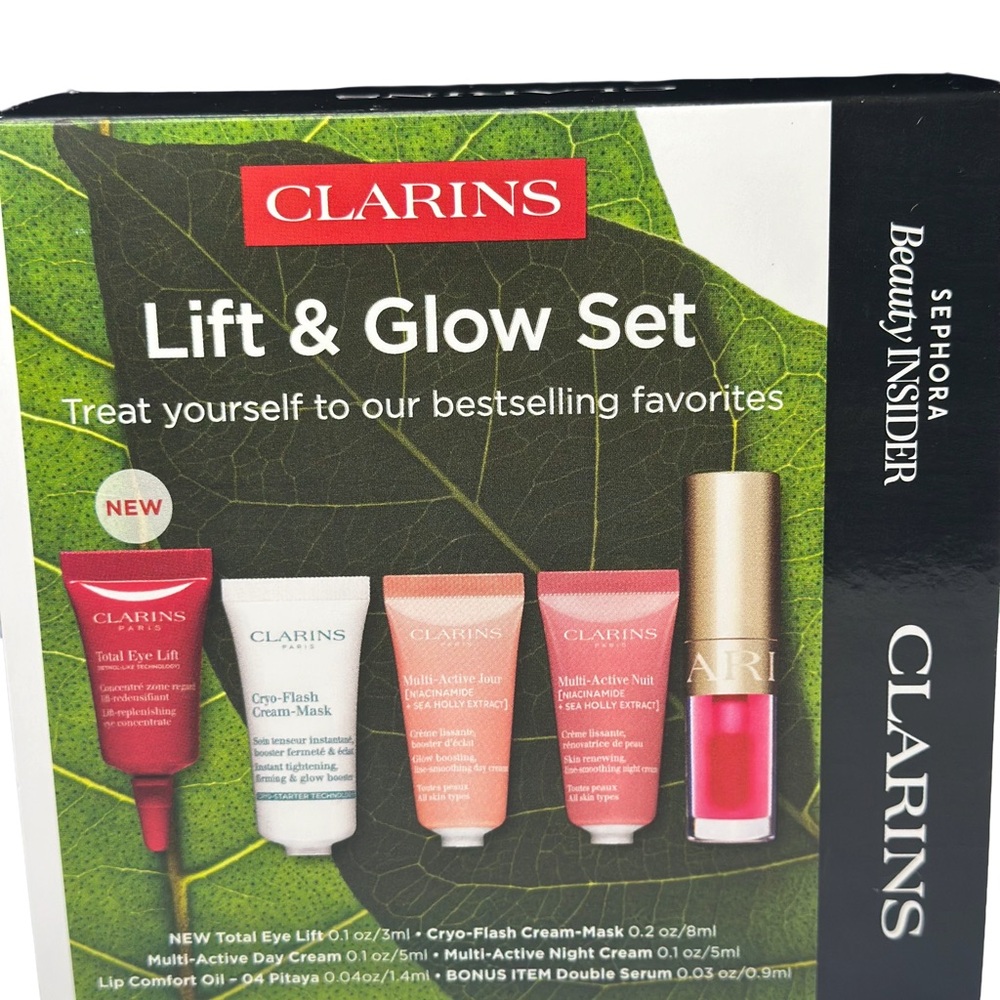 NEW CLARINS Lift & Glow Set Total Eye Lift Lip Oil Double Serum Night Cream